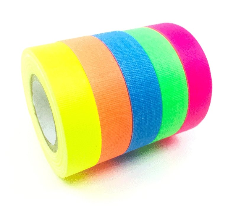 12x 10mm Fluorescent Colored Tape 6 Colors Rainbow Pink Orange Green Blue  Yellow