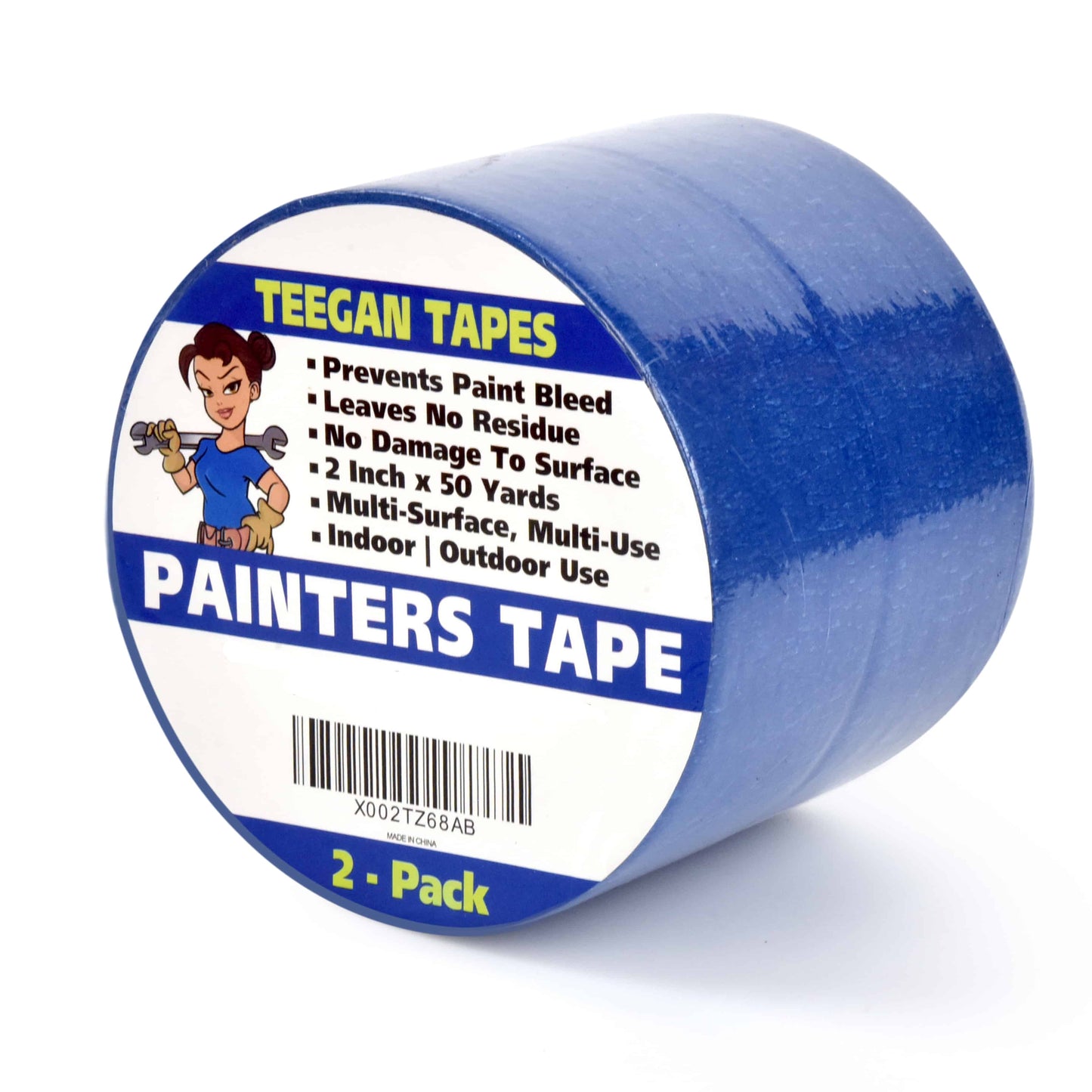 Painters Tape (2-Pack) | 2 Inch by 50 yards | Prevents Paint Bleed | Leaves No Residue | by Teegan Tapes