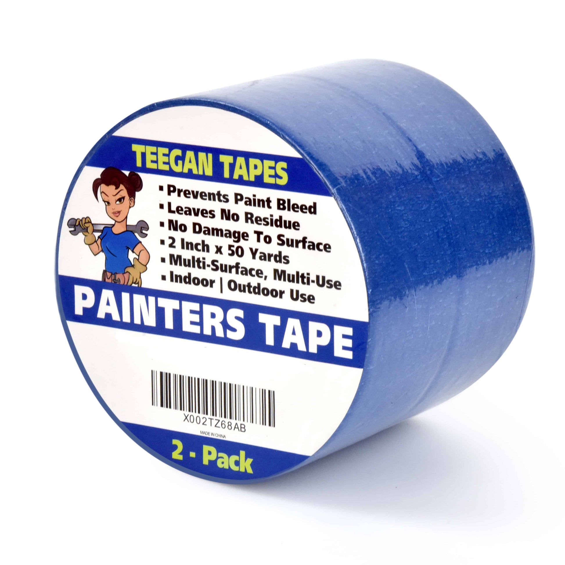 Painters Tape (2-Pack) | 2 Inch by 50 yards | Prevents Paint Bleed | Leaves  No Residue | by Teegan Tapes