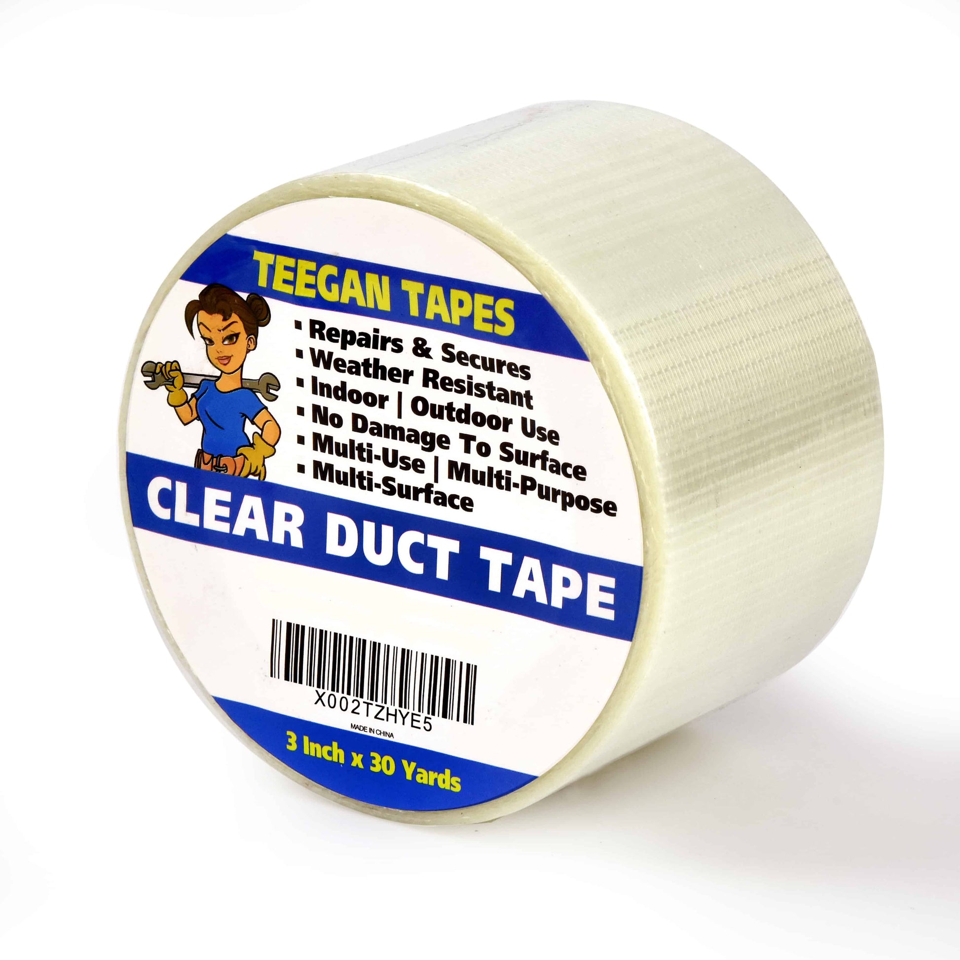 XFasten Duct Tape Clear Cotton Textile, 2-Inches x 30 Yards