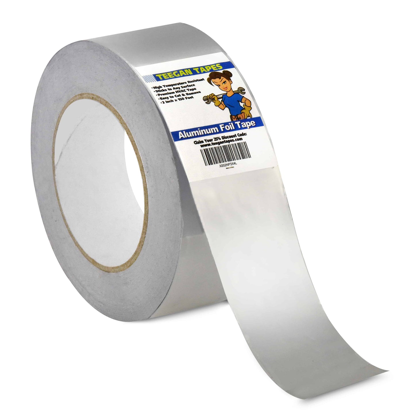Aluminum Foil Reflective Duct Tape, 2 Inch x 150Ft, 3.4 Mil