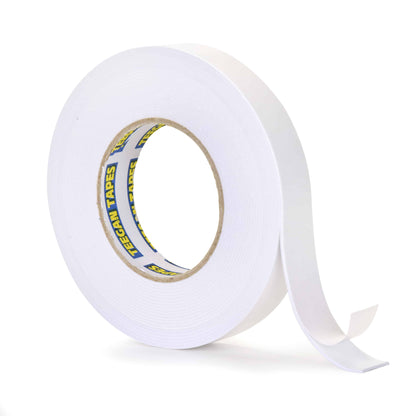 Double Sided White PE Foam Tape, Outdoor and Indoor Use, 1-inch x 27 Feet, 1/16 Thick