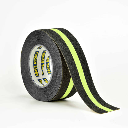 Anti Slip Tape Grip & Friction Tape, Black, with Glow in The Dark Strip - 2 in x 30 Ft