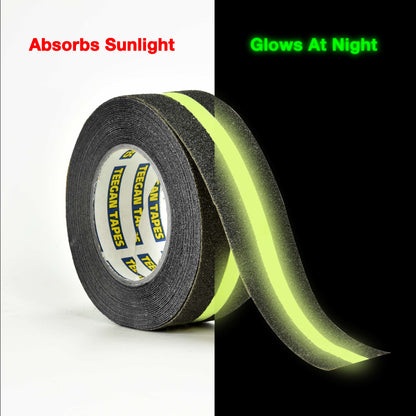 Anti Slip Tape Grip & Friction Tape, Black, with Glow in The Dark Strip - 2 in x 30 Ft
