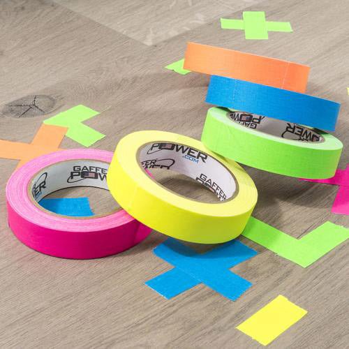 Fluorescent Neon Gaffer Tape - 5 Pack. Cloth Matt Finish Is Reactive Under UV Blacklight. Great for Glow Parties and Art Projects. Each Roll Is 18