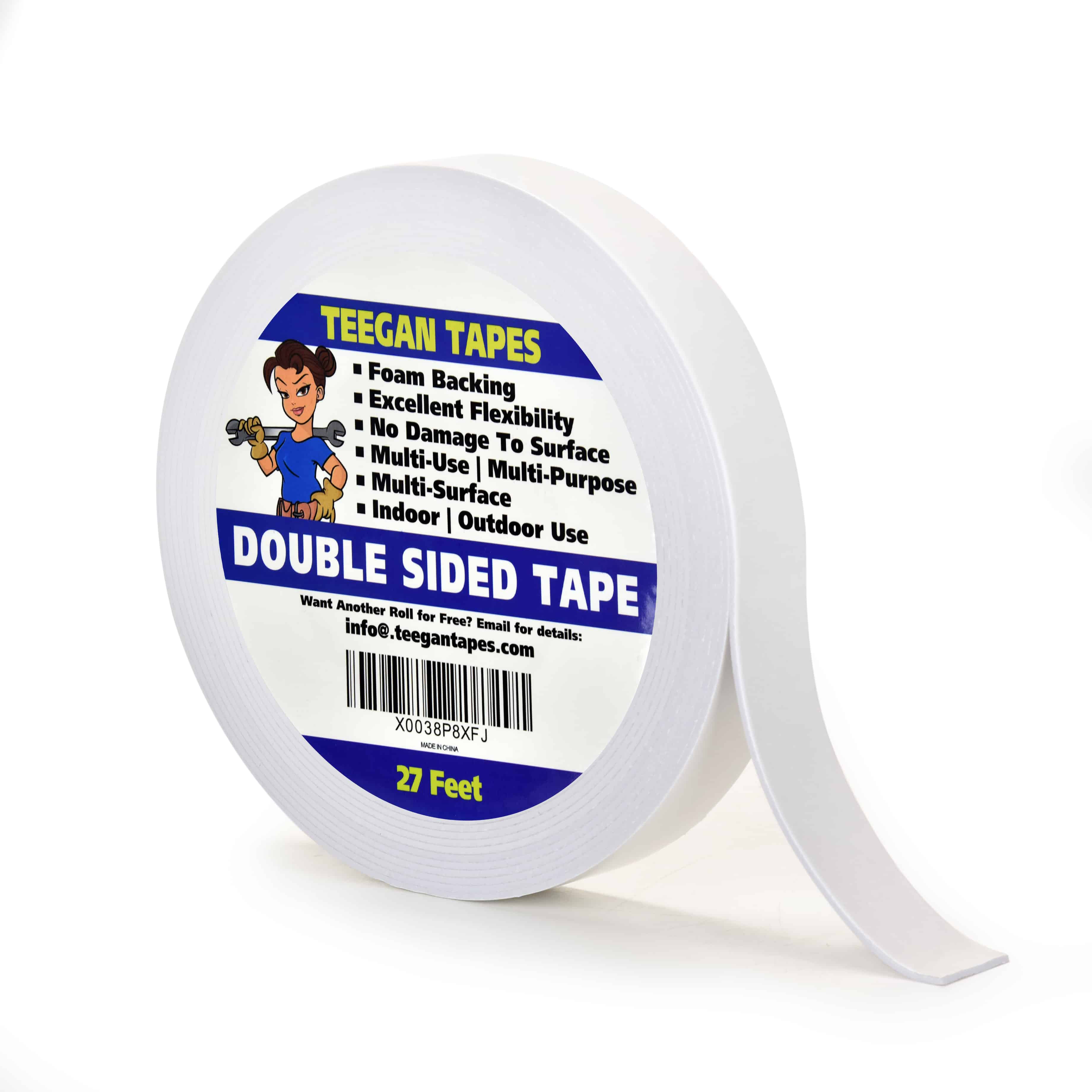 Double Sided White PE Foam Tape, Outdoor and Indoor Use, 1-inch x