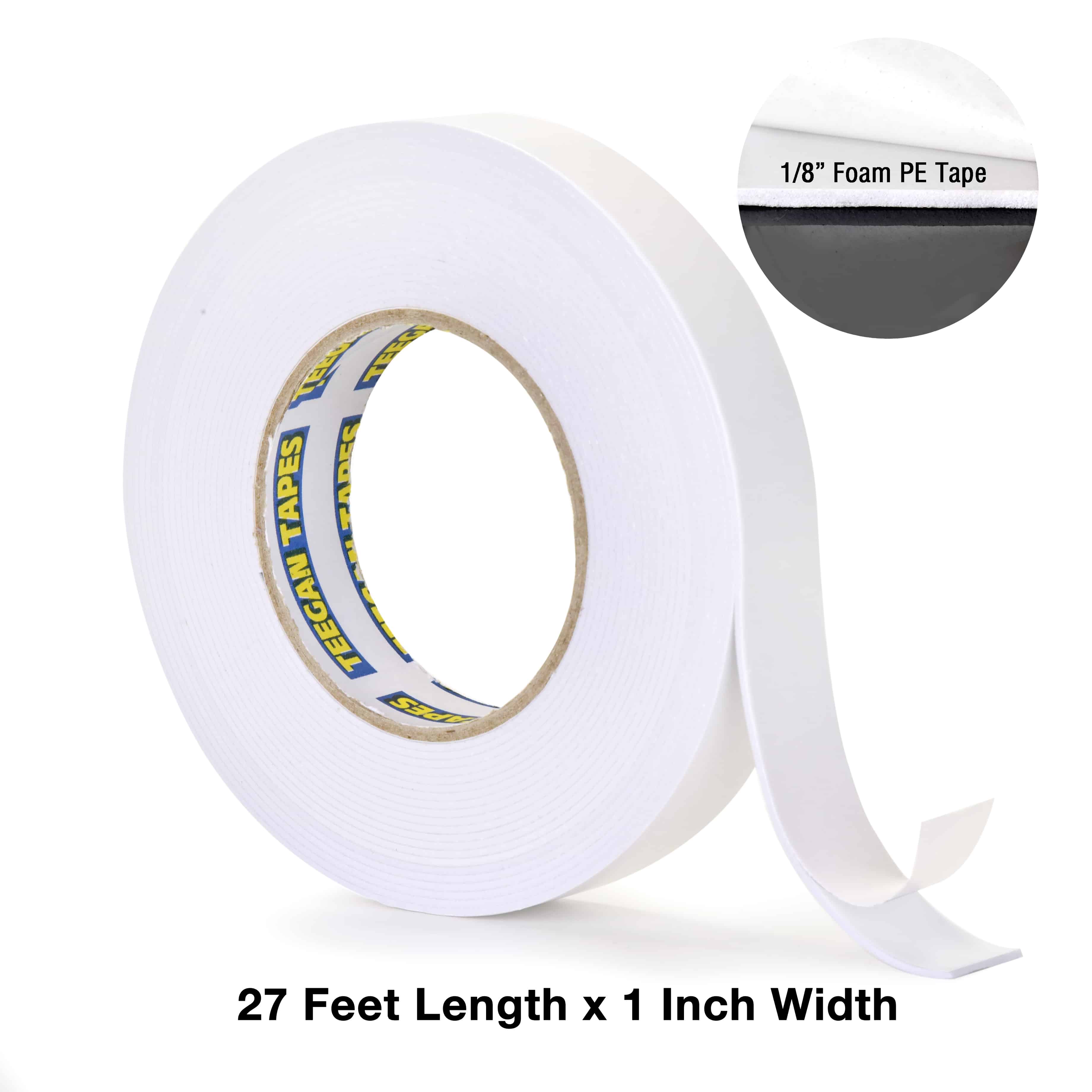 Double Sided White PE Foam Tape, Outdoor and Indoor Use, 1-inch x 27 F –  Gaffer Power