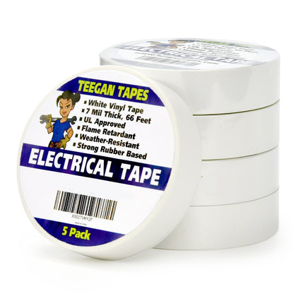 Electrical Tape -5 Pack White Vinyl